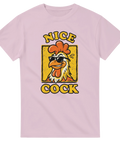 Retro cartoon-illustration av en tupp i solglasögon på en rosa t-shirt