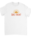 Retro illustration av en soluppgång med texten Sol Tack! – grafisk t-shirt