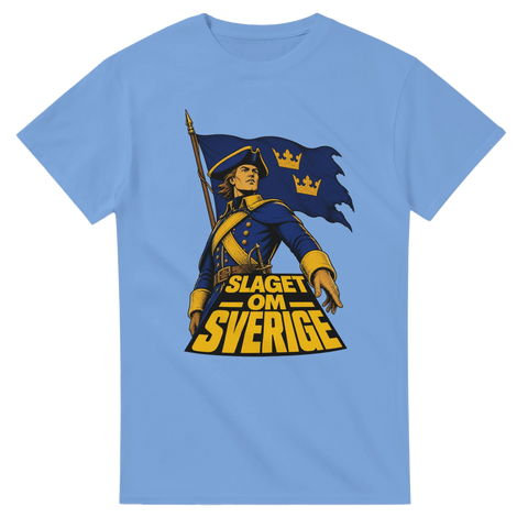 Kraftfullt tryck med svensk historia och patriotisk estetik – grafisk t-shirt