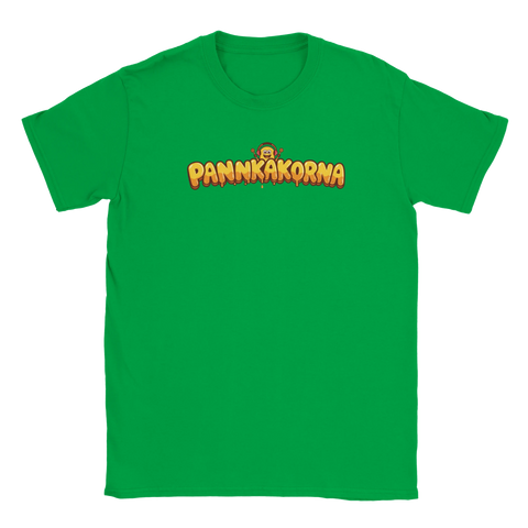 Grön dam t-shirt med Pannkakorna band-tryck.