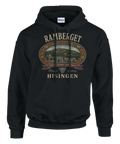 Klassiskt Göteborgsmotiv med texten Hisingen på en svart hoodie