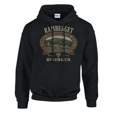 Klassiskt Göteborgsmotiv med texten Hisingen på en svart hoodie