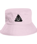 Ljusrosa barnhatt i ekologisk bomull med humoristisk emoji-illustration