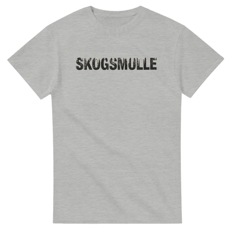 Gråmelerad t-shirt med naturnära Skogsmulle tryck för skog och mark