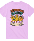 T-shirt with three partying chickens and the Swedish text “Här kommer gänget – Möhippa”