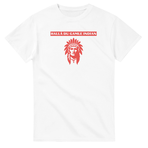 T-shirt med texten ”Hallå du gamle indian” och grafiskt motiv