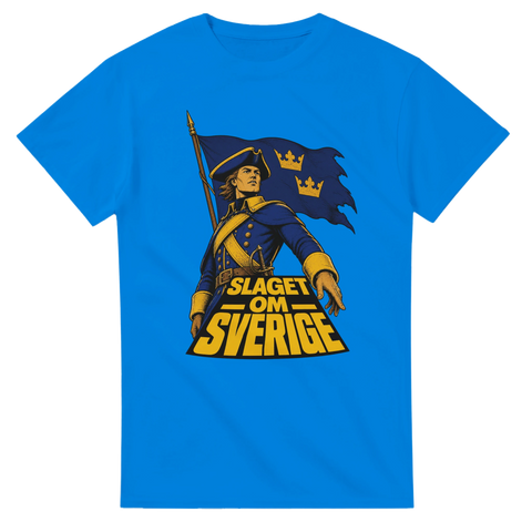 Historisk illustration av karolin med svensk flagga – retro t-shirt