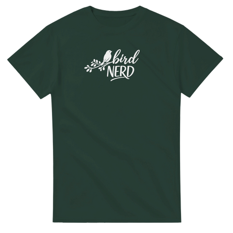 Minimalistisk illustration av en fågel på gren – grafisk t-shirt för fågelskådare