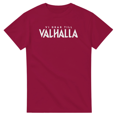 Nordisk mytologi citat i vitt tryck på vinröd t-shirt