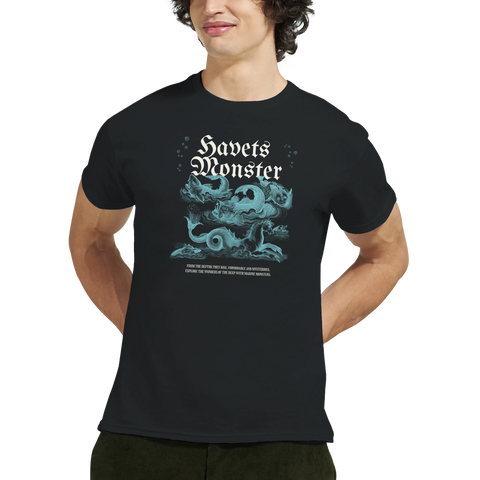 T-shirt med monstertryck – havsmonster och kraken