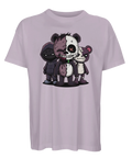 Zombifierad panda med två dödskallekompisar på ljuslila ekologisk oversized t-shirt.