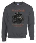 Mörkgrå sweatshirt med historiskt motiv i kaxig rockestetik