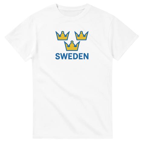 vit t-shirt three crowns sweden med tre kronor