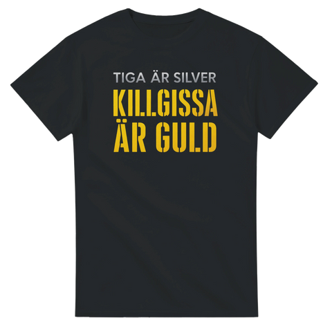 Självsäkert citat-tryck om att killgissa – grafisk t-shirt med gul text
