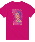 80s Girl på t-shirt, avgränsad form, stark kontrast, handritad estetik