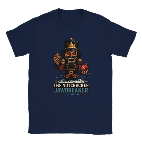The Nutcracker t-shirt – rolig jultröja med mörkt julmotiv, marinblå