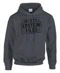 Svart textbaserat motiv med satirisk underton på mörkgrå hoodie