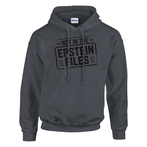 Svart textbaserat motiv med satirisk underton på mörkgrå hoodie