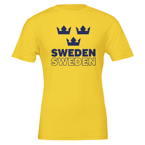 Sweden tre kronor t-shirt blågul färg svensk flagga motiv