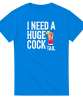 Blå t-shirt med kaxigt citat och en illustrerad cocktail med citronskiva