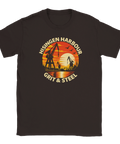 T-shirt med hamnmotiv i retrostil och texten Hisingen Harbour – Grit & Steel