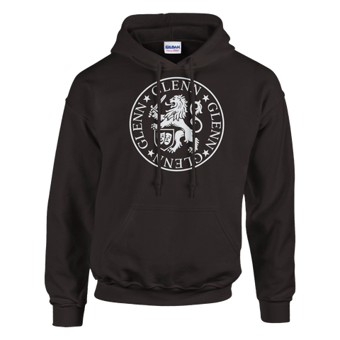 Emblem med lejon och texten Glenn – hoodie i klassisk supporterstil
