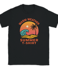 Stilren sommar t-shirt med retrovågor och palm – tryck på svart t-shirt