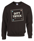 Modern designlayout för eget motiv på brun sweatshirt – personlig present
