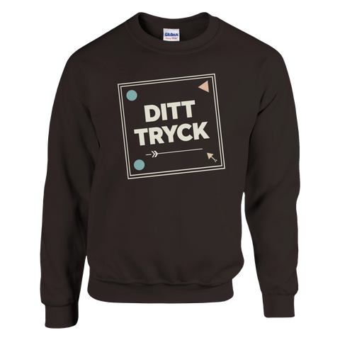 Modern designlayout för eget motiv på brun sweatshirt – personlig present