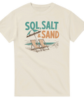 Vintage illustration av en sandstrand och hav – somrig t-shirt med citat