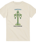 Grafiskt tryck av en majstång med texten Swedish Pole Dancer – somrig design