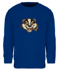 Illustration av kaxig grävling med cigarr på blå sweatshirt
