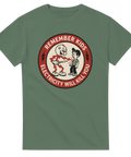 Ironiskt tryck med 50-talskänsla föreställande elchock – unik t-shirt