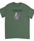 Tecknad grå sten, text "KOMBARRIS GÖTEBORGSKA FÖR 'STENBUMBLING'" på grön t-shirt.