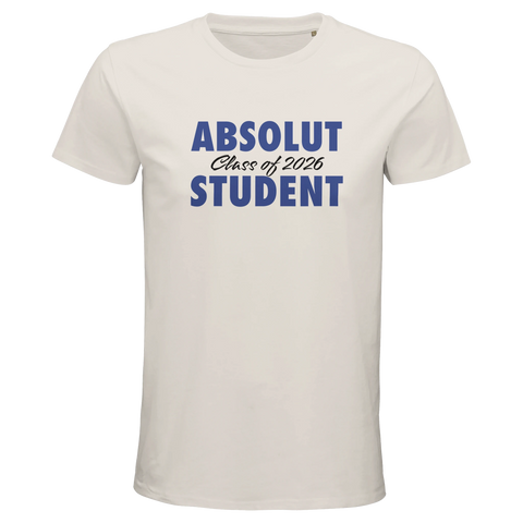 Absolut Student 2026-tryck på vit premium herr t-shirt.