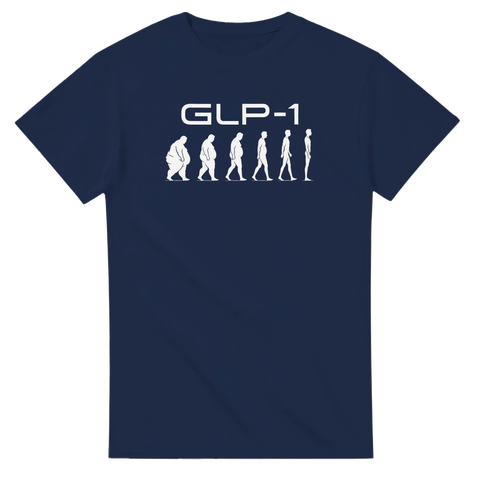 Satirisk design som visar resan från övervikt till smal – grafisk t-shirt
