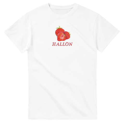 Vit t-shirt med hallontryck
