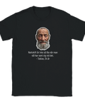Svart t-shirt med satirisk illustration av Tobias 24 år