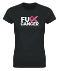 Grafiskt Fuck Cancer motiv med rosa bandet – t-shirt för dam