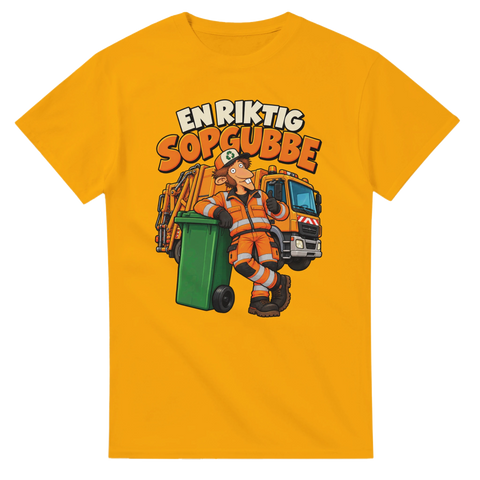 Grafiskt tryck av renhållningsarbetare i orange arbetskläder – orange t-shirt