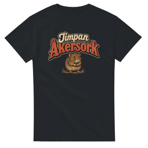 Illustration av en söt sork med retro texten Jimpan Åkersork – grafisk t-shirt