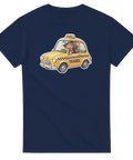 Ordvits med taxibil och hundförare – marinblå t-shirt för hundälskare