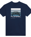 Grafiskt tryck av amerikansk veteranbil på marinblå t-shirt – raggare edition