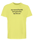 Provocerande t-shirt mental hälsa skämt bröst