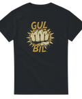 Illustration av knuten näve med texten Gul Bil på svart t-shirt
