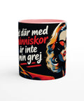 Mugg med texten Det där med människor är inte min grej och retromotiv.
