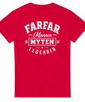Vit typografi med texten Farfar Mannen Myten Legenden på röd t-shirt
