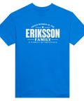 Blå t-shirt med texten Eriksson – A Family of Originals