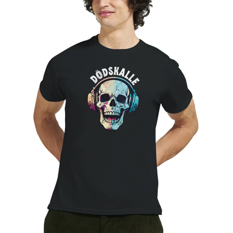 Kaxig t-shirt med retroinspirerad dödskalleillustration och texten Dödskalle