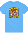 T-shirt till möhippa med texten Brudens stökpatrull och en höna med hjärtformade solglasögon, slöja och rosa boa
